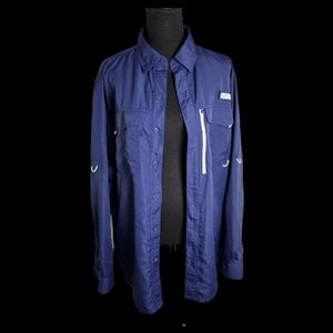 Realtree Fishing Shirt Blue Pockets Size Med